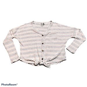 Paper Crane Waffle Knit Tie Front Top XS